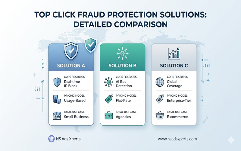 Comparative analysis of leading click fraud protection software solutions, highlighting features and pricing