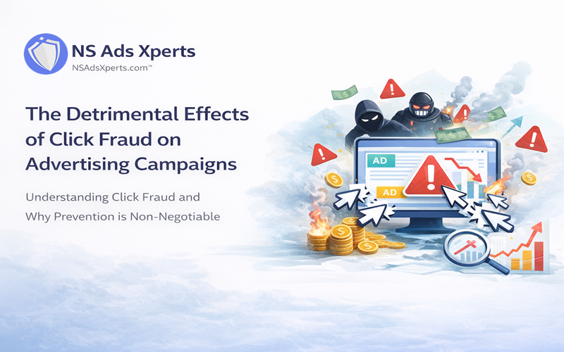 Diagram illustrating the negative impact of click fraud on ad spend and ROI for businesses