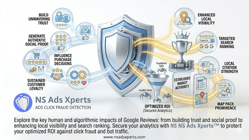 Infographic illustrating the impact of Google Reviews on local SEO and customer trust