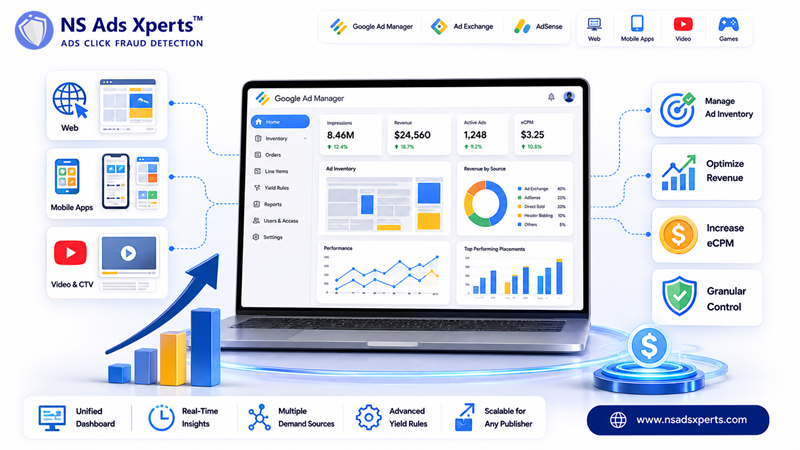 Google Ad Manager interface for publishers managing ad inventory
