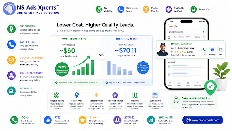 Comparison of Local Service Ads cost per lead versus traditional PPC