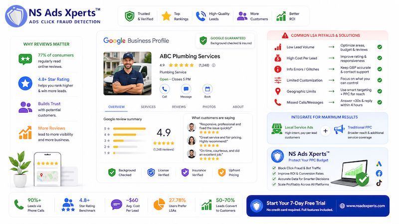 Google Business Profile showing customer reviews and star ratings