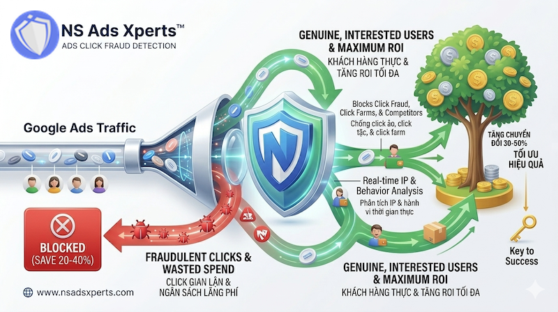 NS Ads Xperts&trade; software interface blocking click fraud