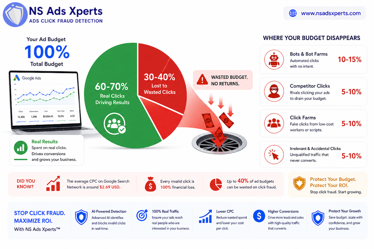 Impact of click fraud on Google AdWords PPC budget and wasted spend