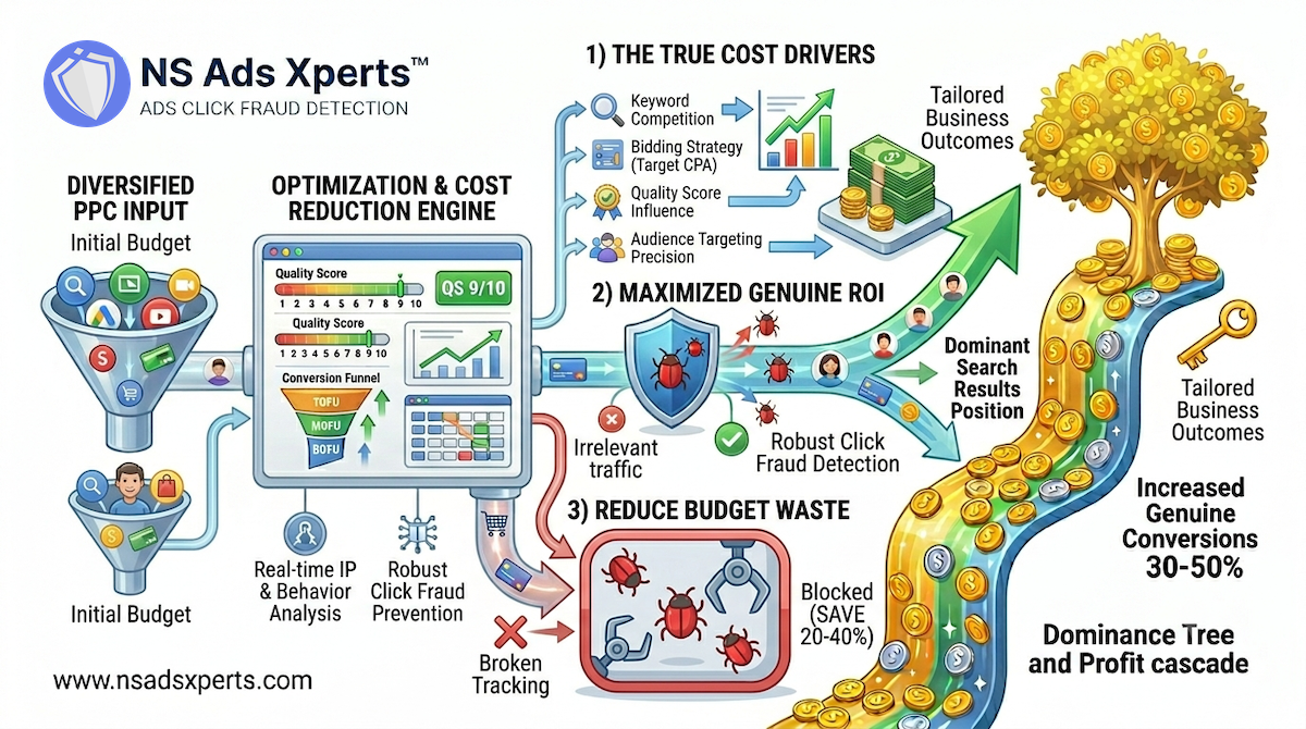 Dashboard of NS Ads Xperts&trade; showing click fraud detection