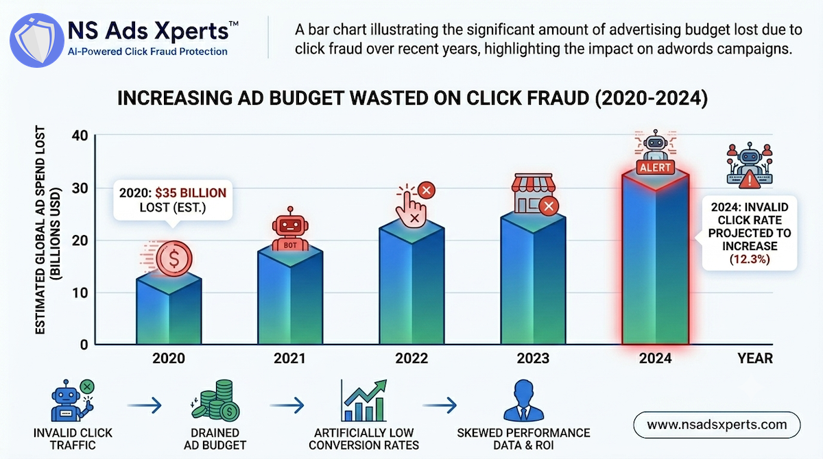 Chart showing ad spend wasted on click fraud